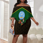 Mali Map Off Shoulder Short Dress Vulture in Gliding Flight - African Patterns Design