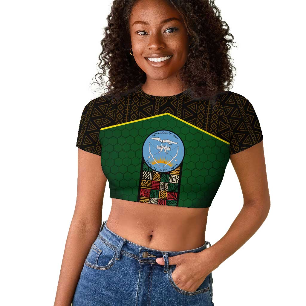 Mali Map Raglan Cropped T shirt Vulture in Gliding Flight - African Patterns Design