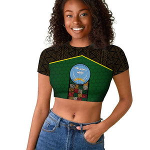 Mali Map Raglan Cropped T shirt Vulture in Gliding Flight - African Patterns Design