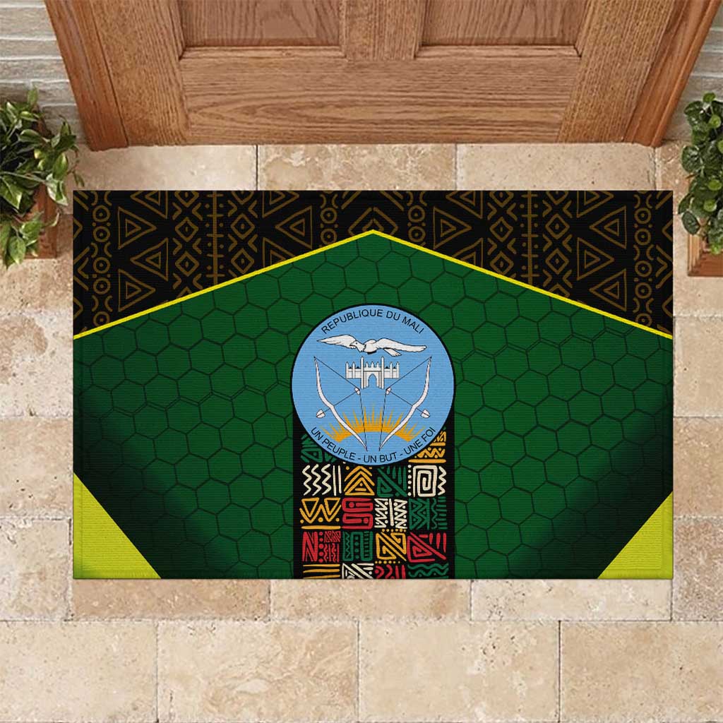 Mali Map Rubber Doormat Vulture in Gliding Flight - African Patterns Design