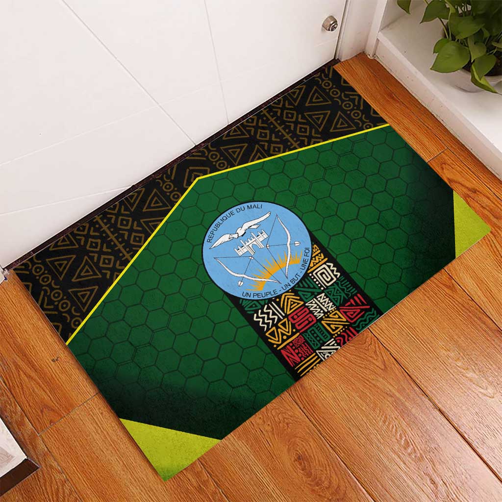 Mali Map Rubber Doormat Vulture in Gliding Flight - African Patterns Design