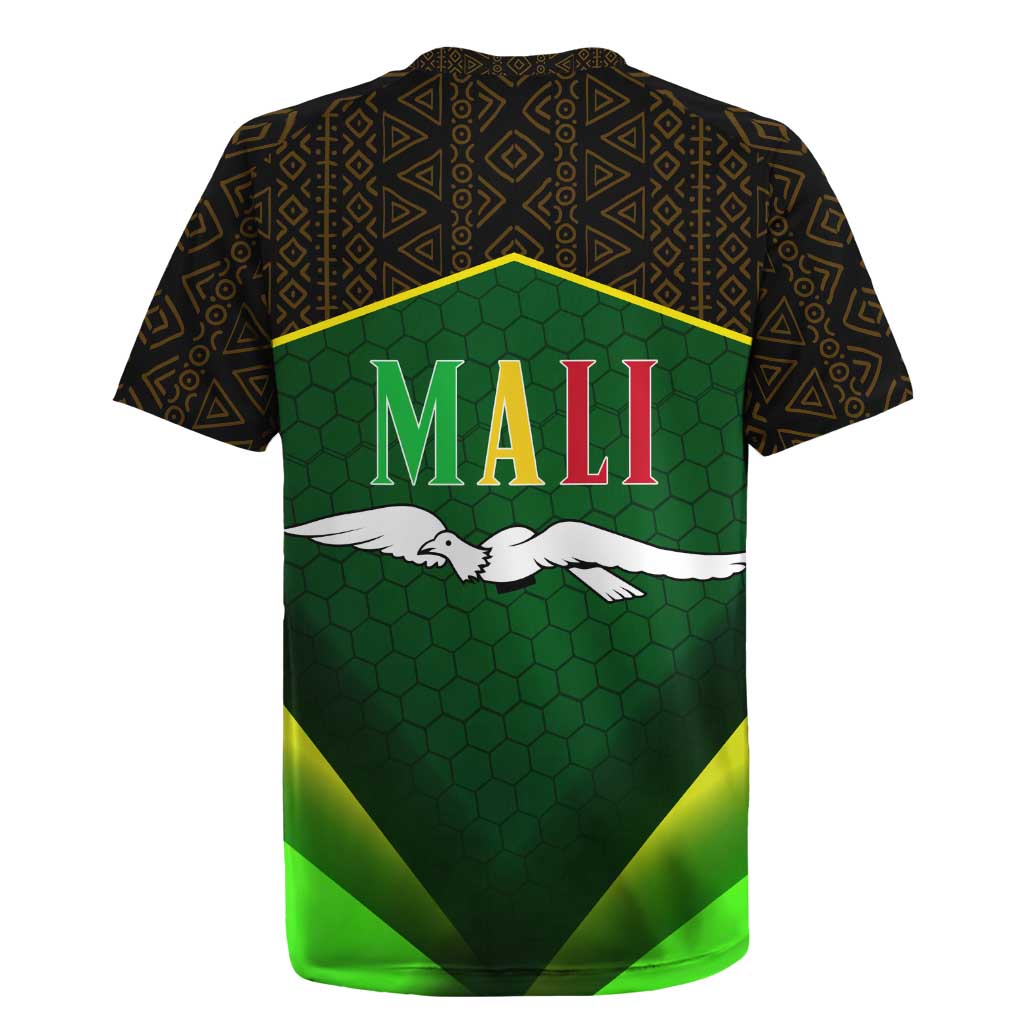 Mali Map Rugby Jersey Vulture in Gliding Flight - African Patterns Design