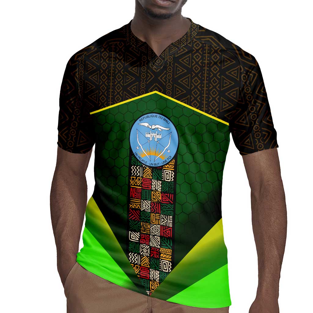 Mali Map Rugby Jersey Vulture in Gliding Flight - African Patterns Design
