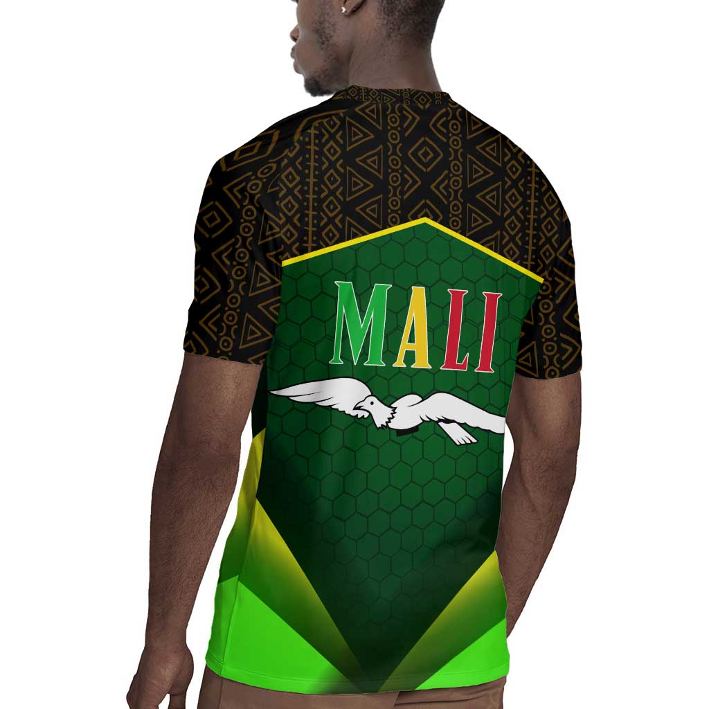 Mali Map Rugby Jersey Vulture in Gliding Flight - African Patterns Design