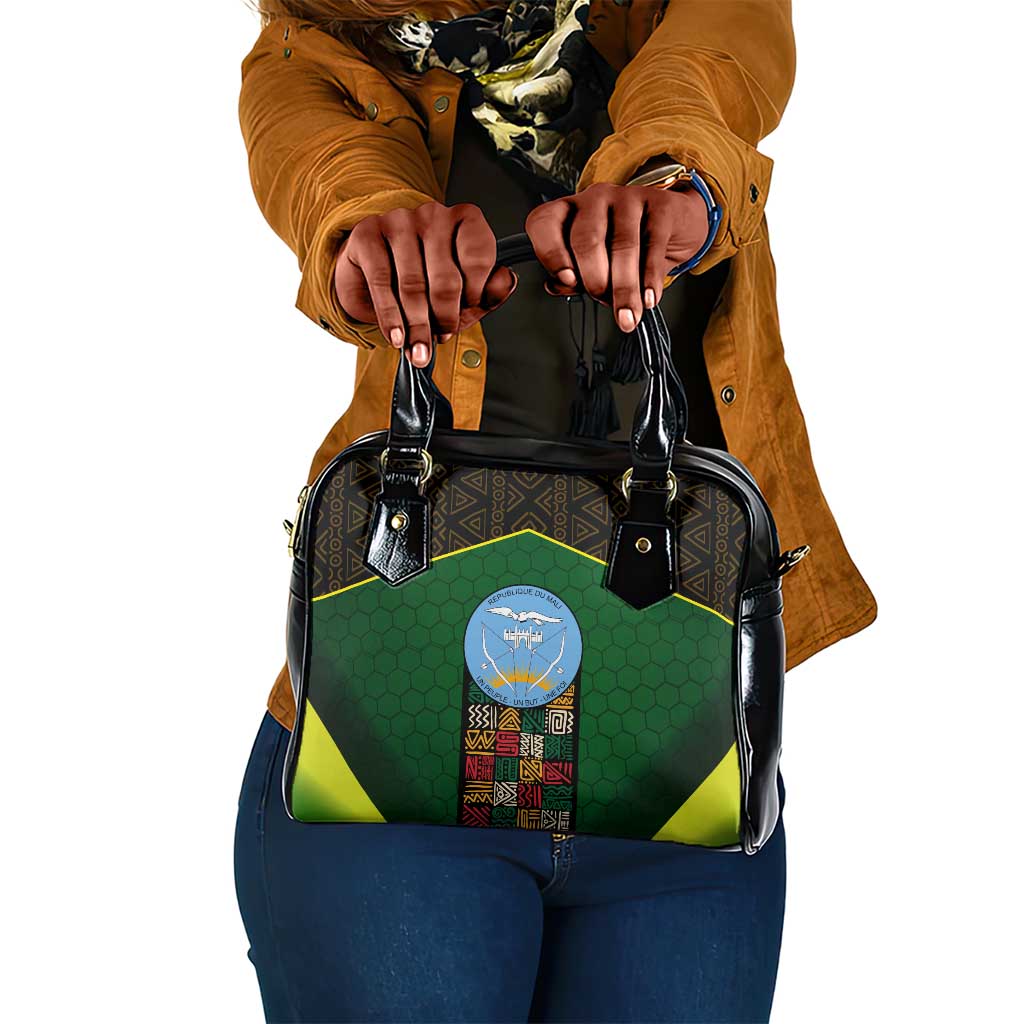 Mali Map Shoulder Handbag Vulture in Gliding Flight - African Patterns Design