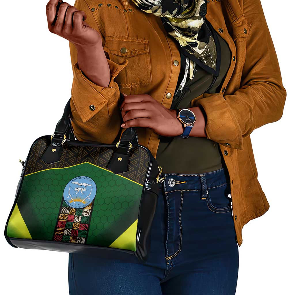Mali Map Shoulder Handbag Vulture in Gliding Flight - African Patterns Design