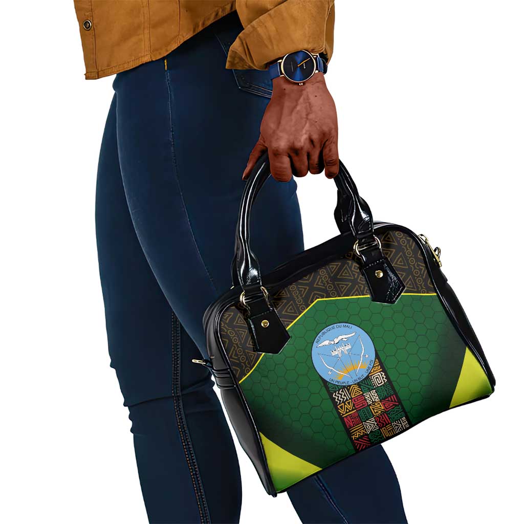 Mali Map Shoulder Handbag Vulture in Gliding Flight - African Patterns Design