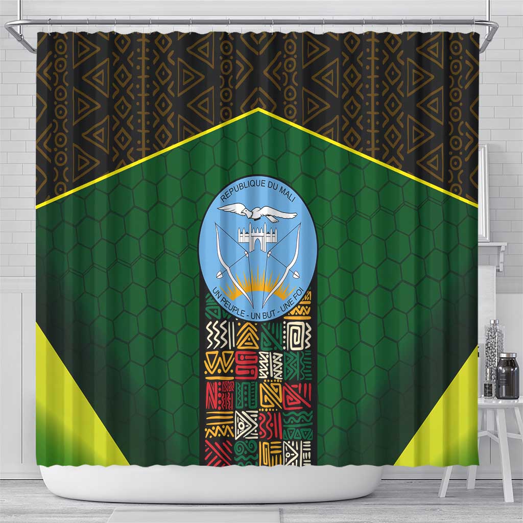 Mali Map Shower Curtain Vulture in Gliding Flight - African Patterns Design