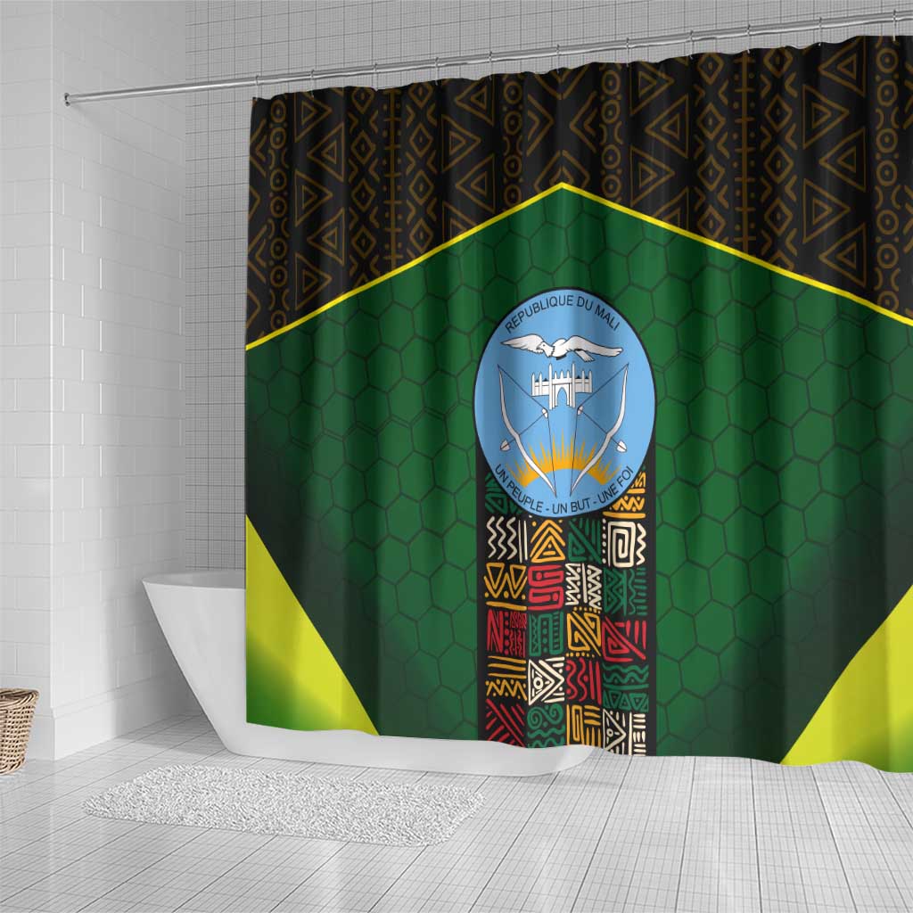 Mali Map Shower Curtain Vulture in Gliding Flight - African Patterns Design