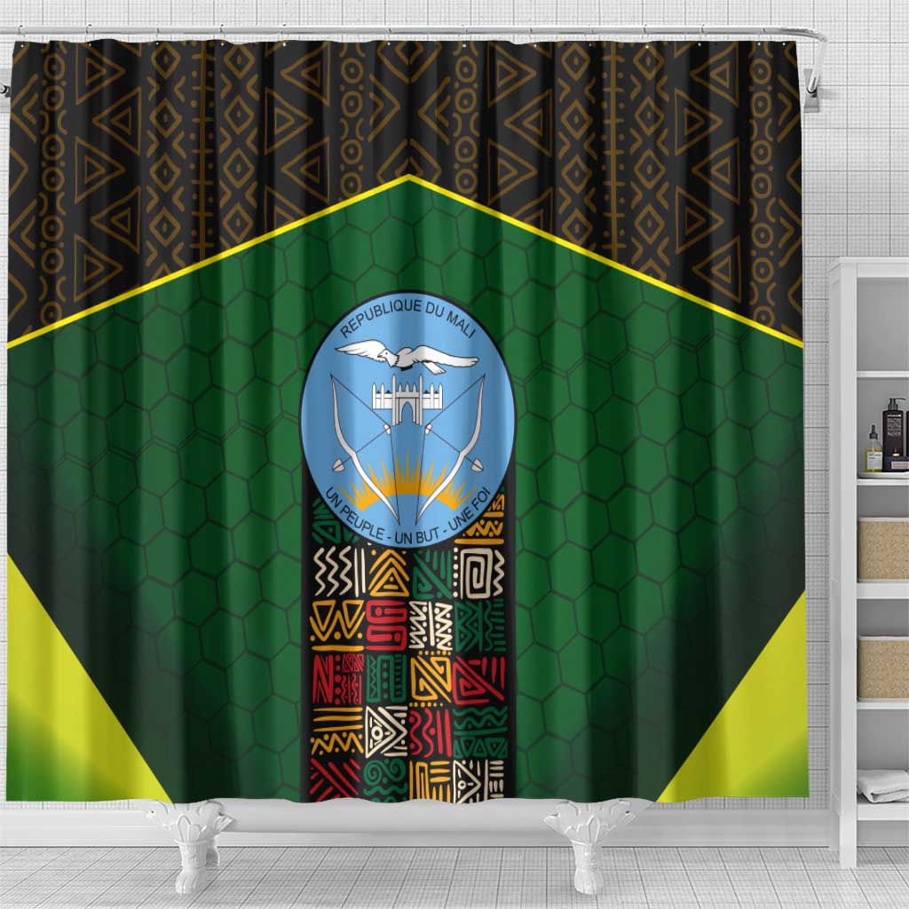 Mali Map Shower Curtain Vulture in Gliding Flight - African Patterns Design