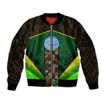 Mali Map Sleeve Zip Bomber Jacket Vulture in Gliding Flight - African Patterns Design