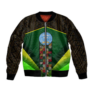 Mali Map Sleeve Zip Bomber Jacket Vulture in Gliding Flight - African Patterns Design