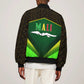 Mali Map Sleeve Zip Bomber Jacket Vulture in Gliding Flight - African Patterns Design