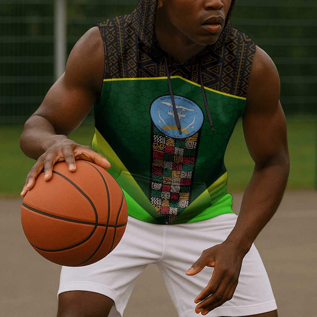Mali Map Sleeveless Hoodie Vulture in Gliding Flight - African Patterns Design - African Pride