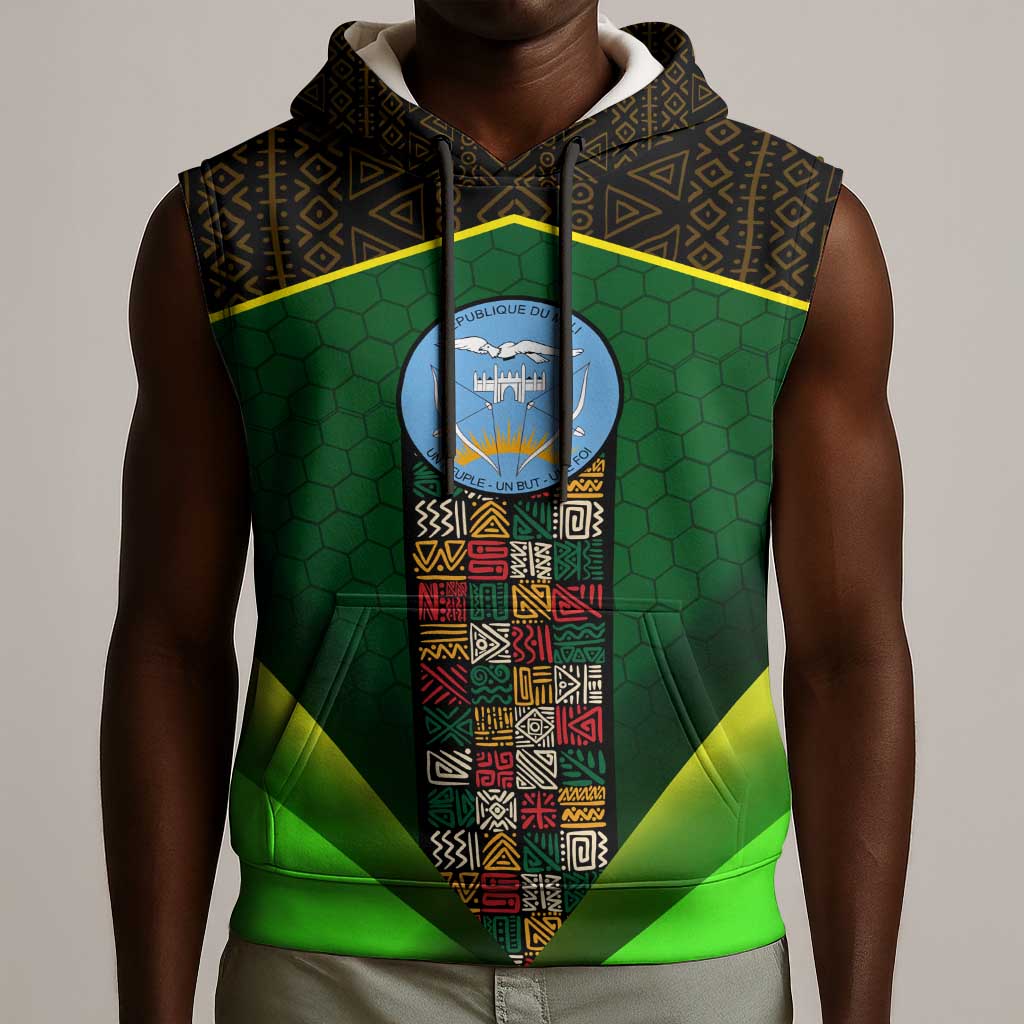 Mali Map Sleeveless Hoodie Vulture in Gliding Flight - African Patterns Design - African Pride