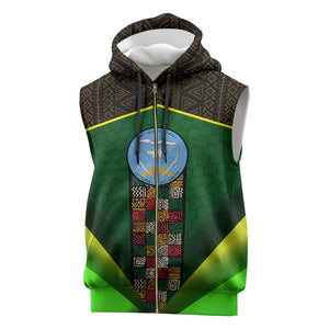 Mali Map Sleeveless Zip Hoodie Vulture in Gliding Flight - African Patterns Design - African Pride