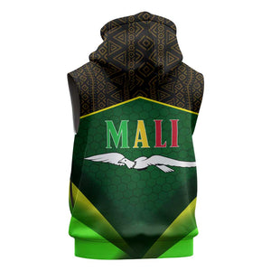 Mali Map Sleeveless Zip Hoodie Vulture in Gliding Flight - African Patterns Design - African Pride