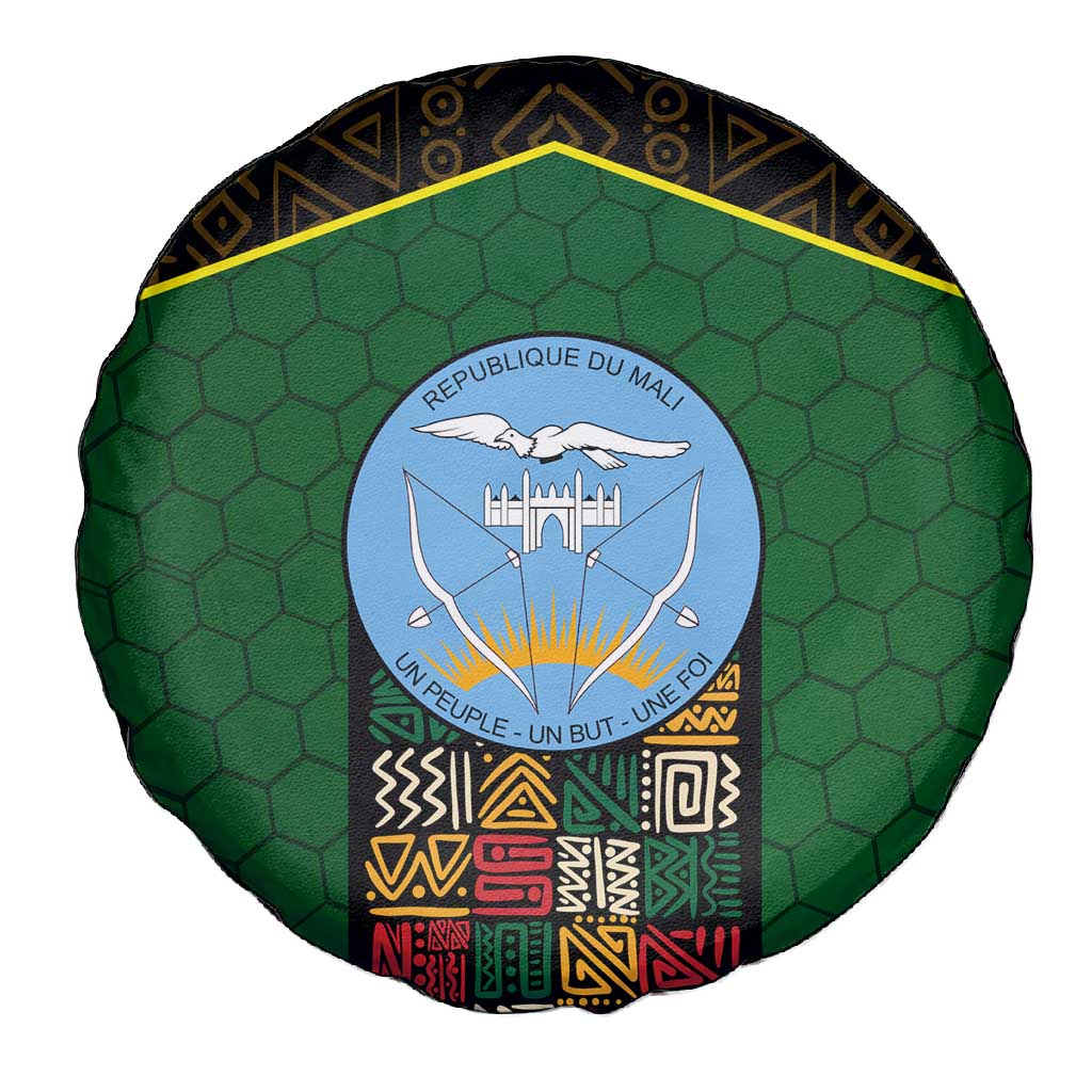 Mali Map Spare Tire Cover Vulture in Gliding Flight - African Patterns Design