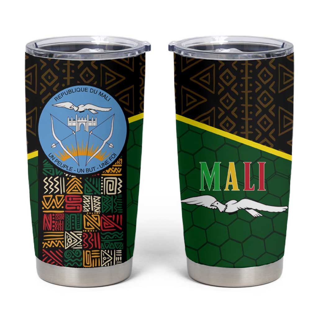 Mali Map Tumbler Cup Vulture in Gliding Flight - African Patterns Design