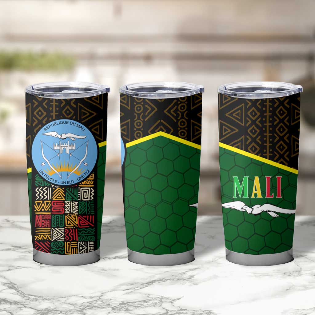 Mali Map Tumbler Cup Vulture in Gliding Flight - African Patterns Design