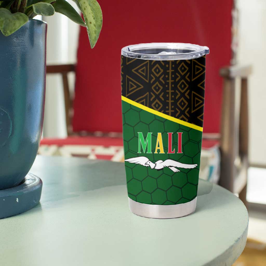 Mali Map Tumbler Cup Vulture in Gliding Flight - African Patterns Design