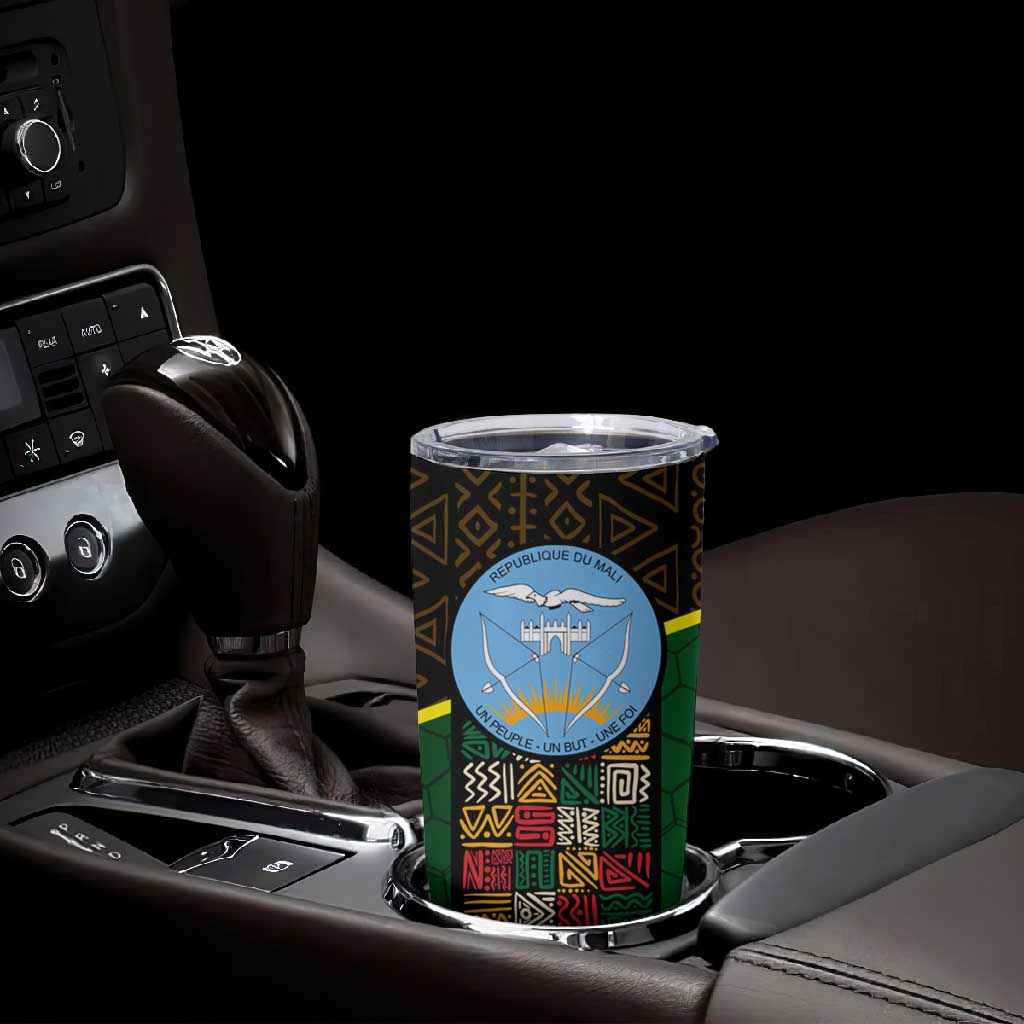 Mali Map Tumbler Cup Vulture in Gliding Flight - African Patterns Design