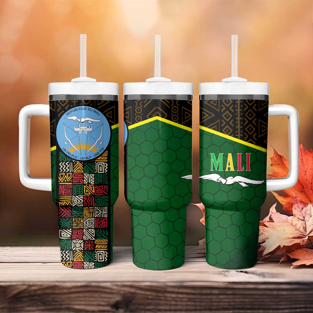 Mali Map Tumbler With Handle Vulture in Gliding Flight - African Patterns Design