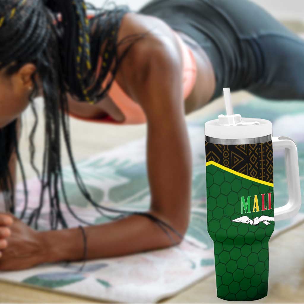 Mali Map Tumbler With Handle Vulture in Gliding Flight - African Patterns Design