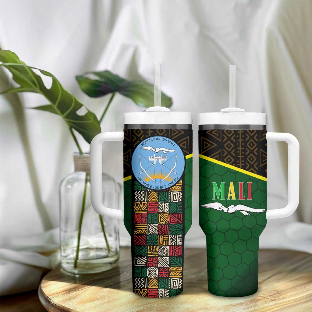 Mali Map Tumbler With Handle Vulture in Gliding Flight - African Patterns Design