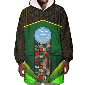 Mali Map Wearable Blanket Hoodie Vulture in Gliding Flight - African Patterns Design