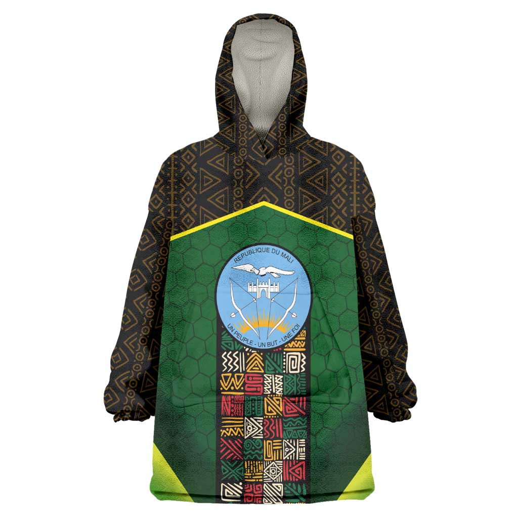 Mali Map Wearable Blanket Hoodie Vulture in Gliding Flight - African Patterns Design
