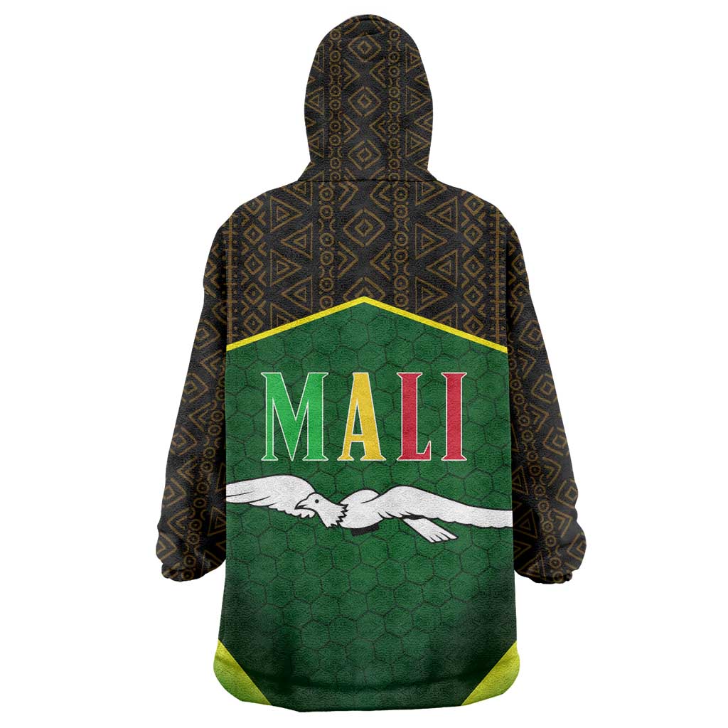 Mali Map Wearable Blanket Hoodie Vulture in Gliding Flight - African Patterns Design