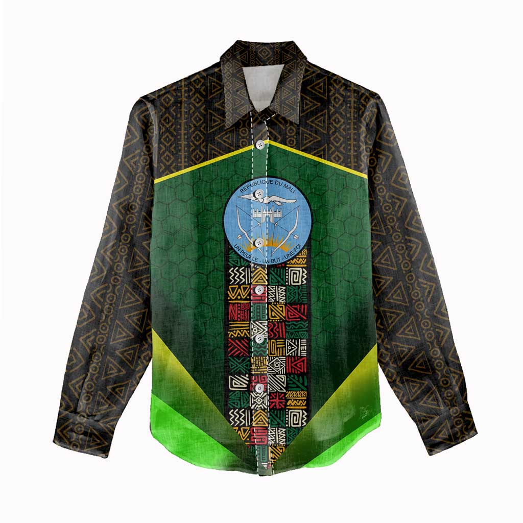 Mali Map Women Casual Shirt Vulture in Gliding Flight - African Patterns Design