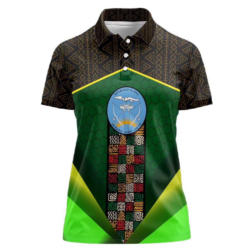 Mali Map Women Polo Shirt Vulture in Gliding Flight - African Patterns Design