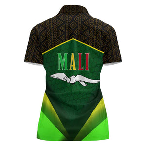 Mali Map Women Polo Shirt Vulture in Gliding Flight - African Patterns Design