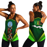 Mali Map Women Racerback Tank Vulture in Gliding Flight - African Patterns Design