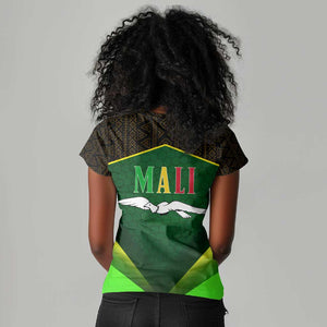 Mali Map Women V-Neck T-Shirt Vulture in Gliding Flight - African Patterns Design