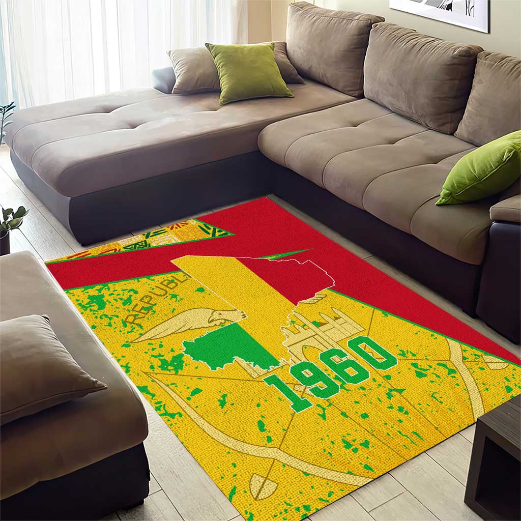 Mali in My Heart Area Rug Map with National Flag Colors