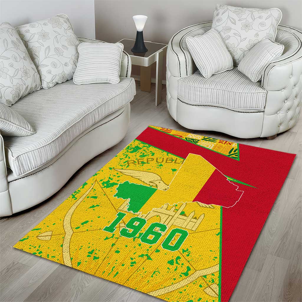 Mali in My Heart Area Rug Map with National Flag Colors