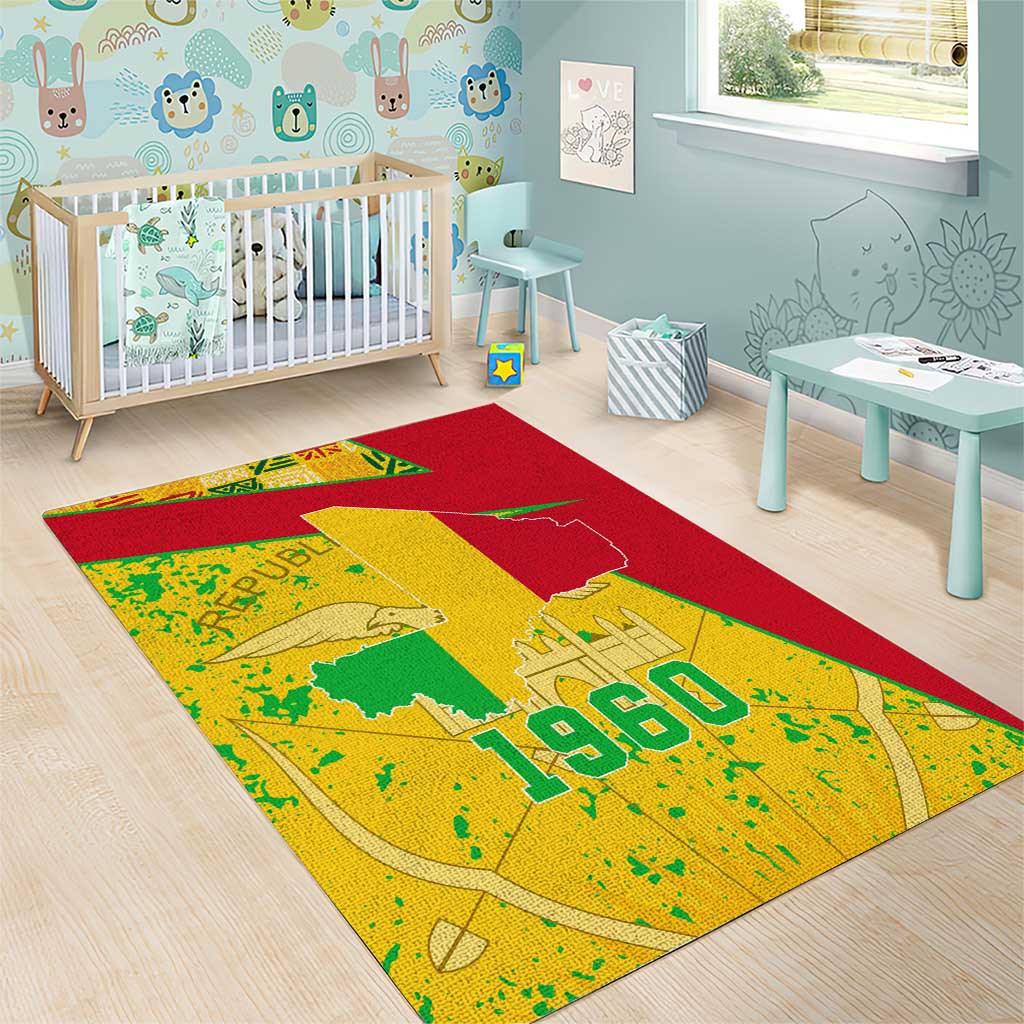 Mali in My Heart Area Rug Map with National Flag Colors