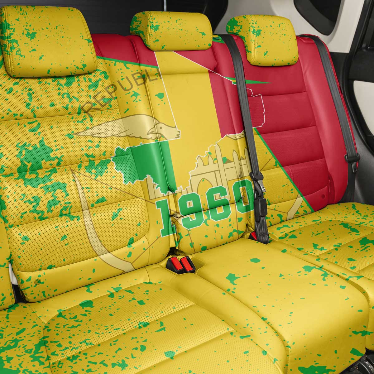 Mali in My Heart Back Car Seat Cover Map with National Flag Colors