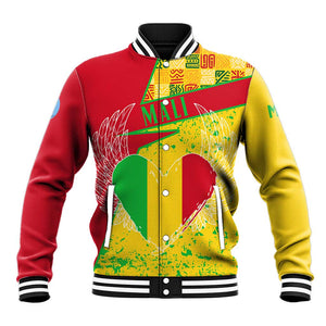 Mali in My Heart Baseball Jacket Map with National Flag Colors