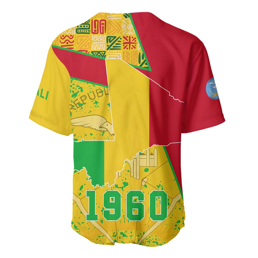 Mali in My Heart Baseball Jersey Map with National Flag Colors