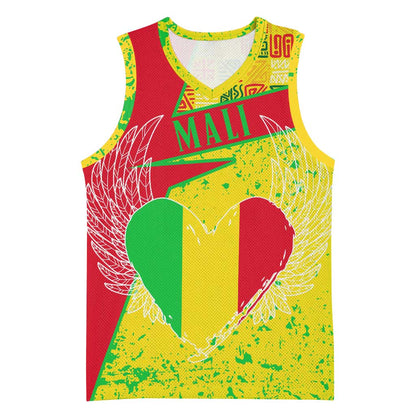 Mali in My Heart Basketball Jersey Map with National Flag Colors - African Pride