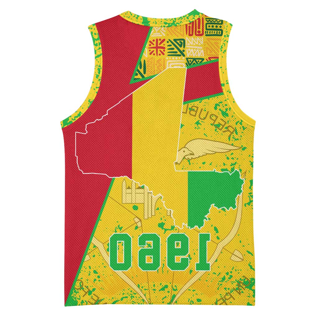 Mali in My Heart Basketball Jersey Map with National Flag Colors - African Pride