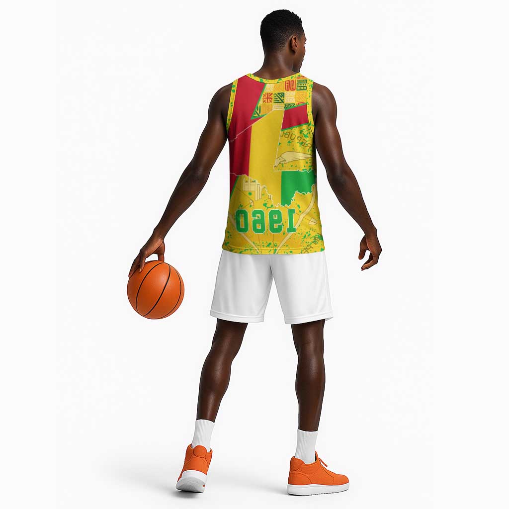 Mali in My Heart Basketball Jersey Map with National Flag Colors - African Pride