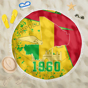 Mali in My Heart Beach Blanket Map with National Flag Colors