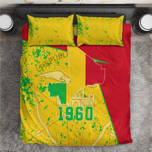 Mali in My Heart Bedding Set Map with National Flag Colors