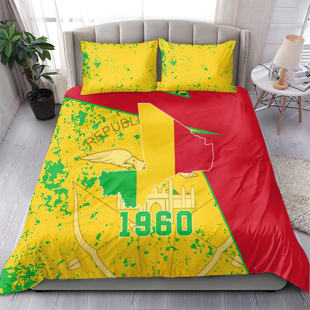 Mali in My Heart Bedding Set Map with National Flag Colors