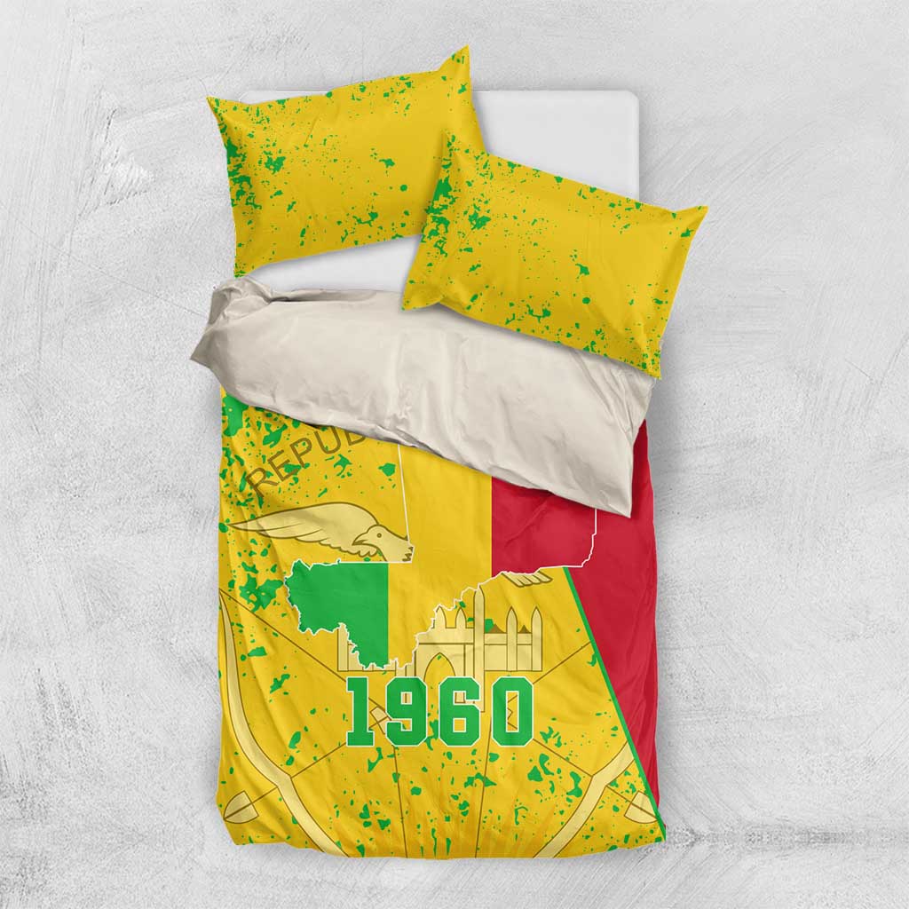Mali in My Heart Bedding Set Map with National Flag Colors